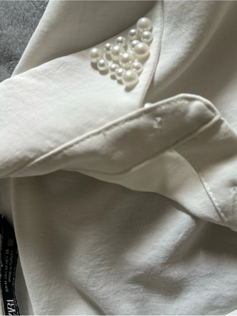Zara White Pearl Collar Blouse